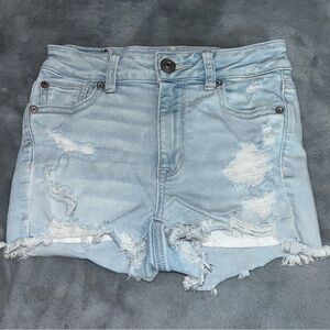 Light wash blue denim jean shorts from American Eagle